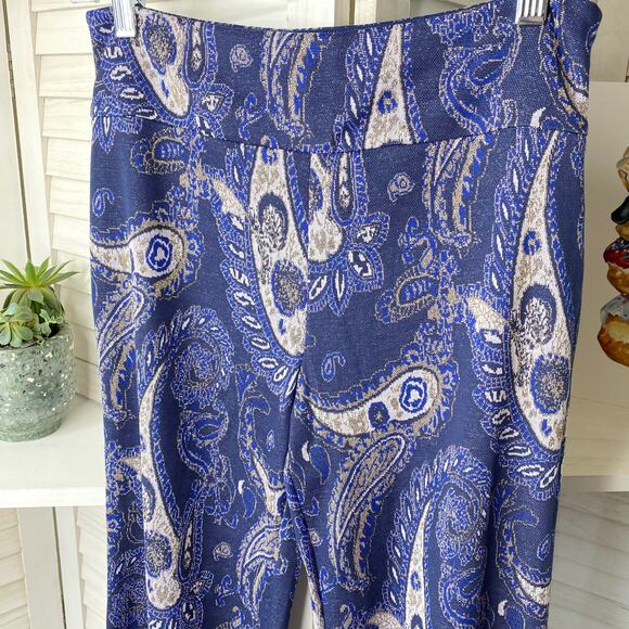 Maeve blue paisley bell bottom flare pants - Picture 6 of 7